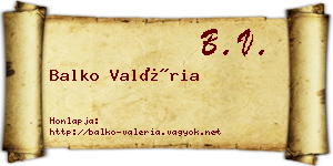 Balko Valéria névjegykártya